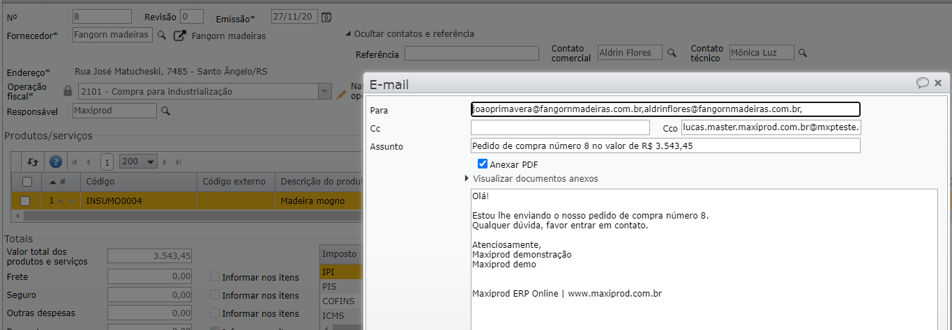documento enviado por e-mail