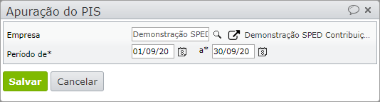 tela apuração de PIS