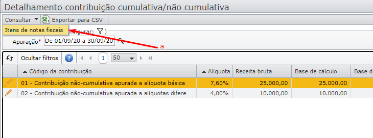 tela detalhamento contribuição cumulativa e não-cumulativa 2