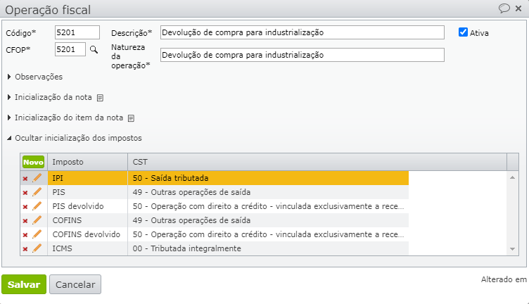 sped contribuições_tela de operação fiscal
