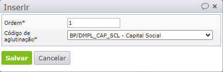 inserção de um código de aglutinação na DMPL a ser criada