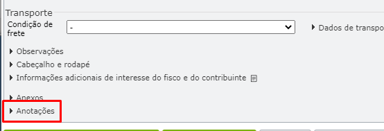 opção de "Anotações"