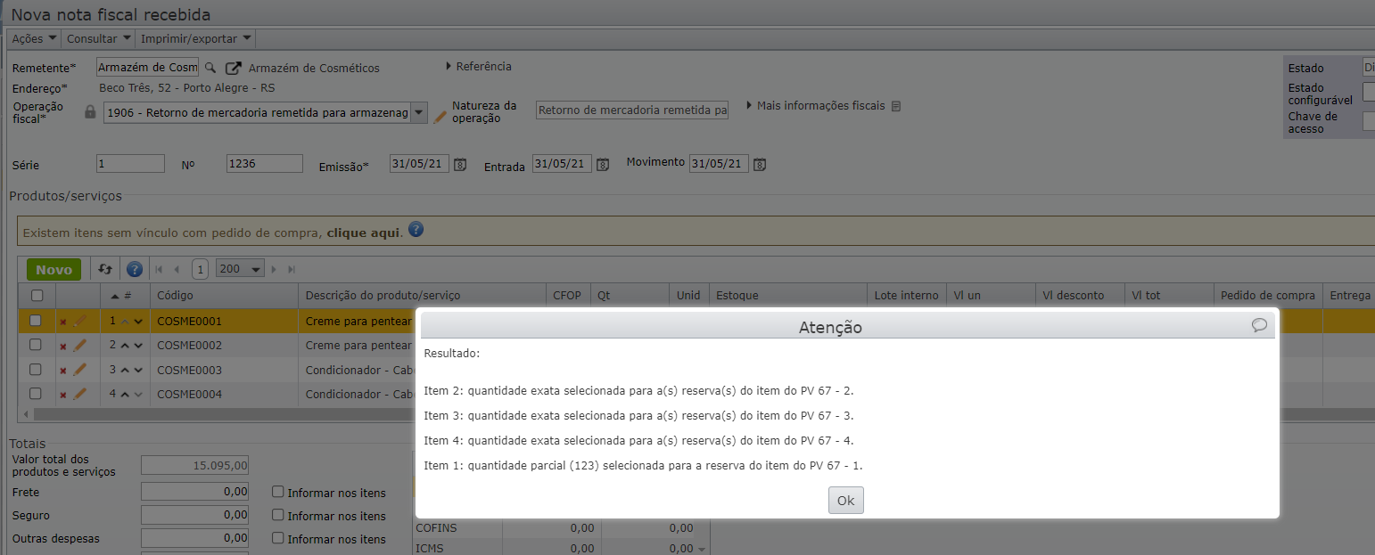 janela de atenção com resultados