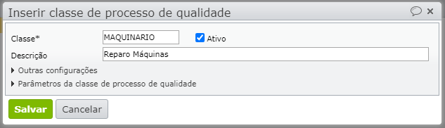 Preencha a classe do processo de qualidade