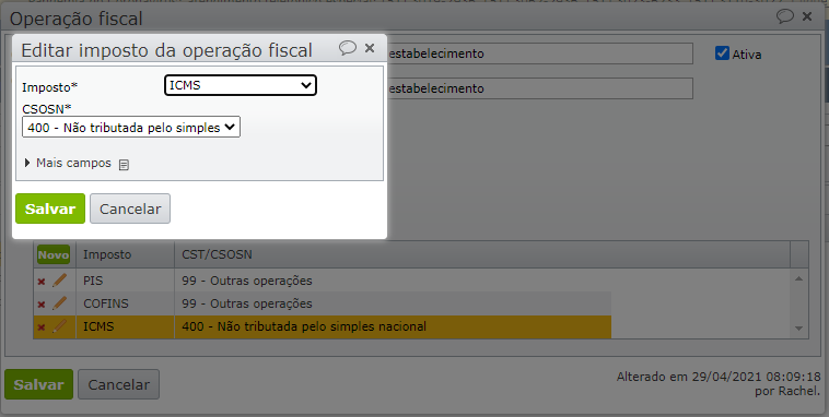 operações fiscais_editar imposto