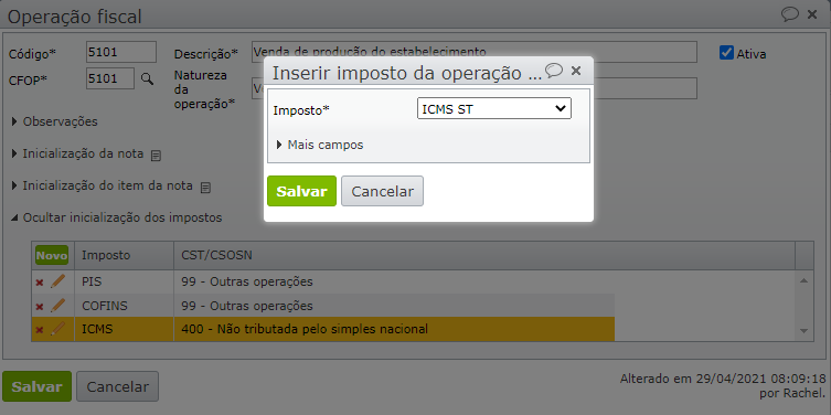 novo imposto na operação fiscal