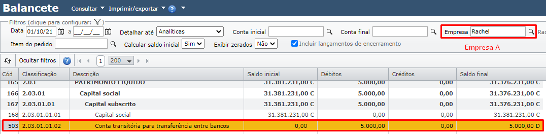 balancete filtrado pela empresa A 02