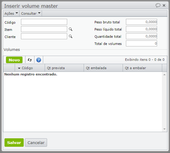 inserir volume master
