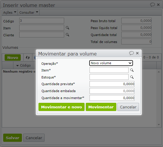 janela com título "Movimentar para volume"