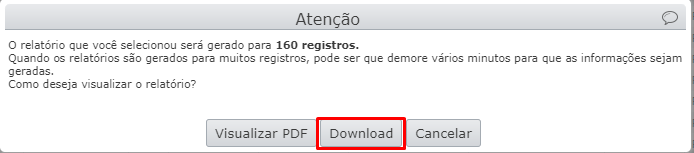 mensagem de atenção sobre relatório
