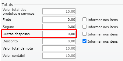 informar o valor do IPI no campo "Outras despesas"