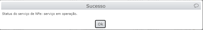 mensagem “Status do serviço de NFe: serviço em operação”