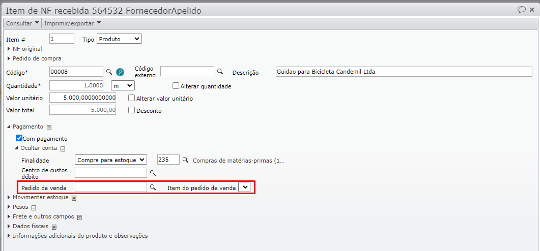editar item na NF 2