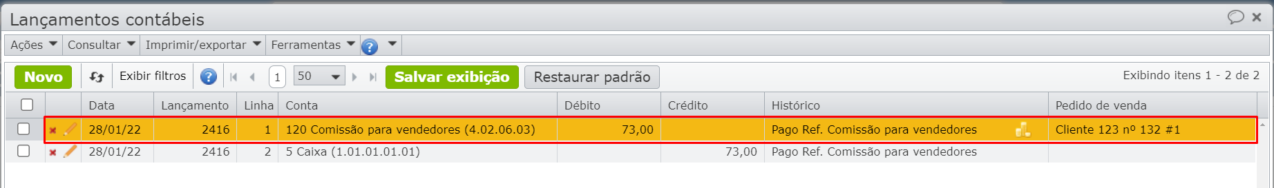 valores lançamentos contábeis 2