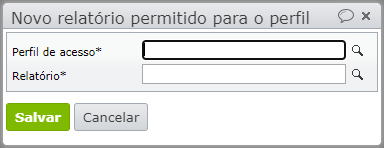 janela novo relatório permitido para o perfil