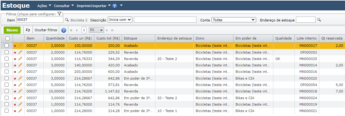 tela de estoque e movimentações 2