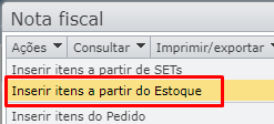 tela de edição de nota fiscal
