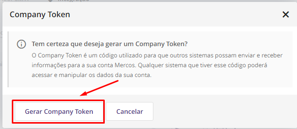 telav Gerar Company Token no mercos