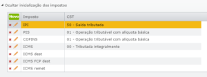 expandir inicialização dos impostos
