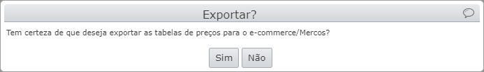 janela pedindo a confirmação da exportação