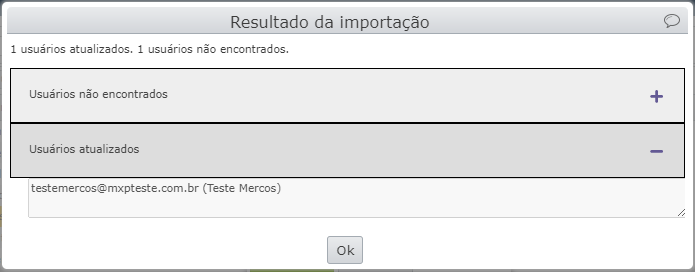 mensagem informando quantos usuários atualizados no mercos