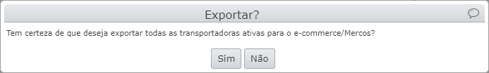 janela pedindo a confirmação da exportação