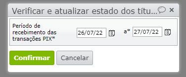 preenchimento de período de recebimento dos PIX